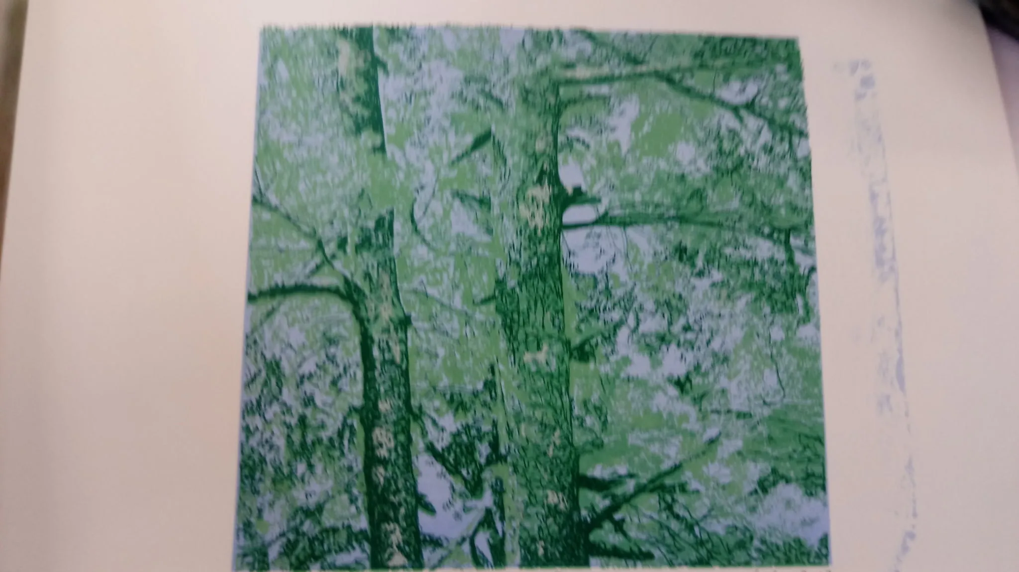 Two trunks, green — Screen print, 2021